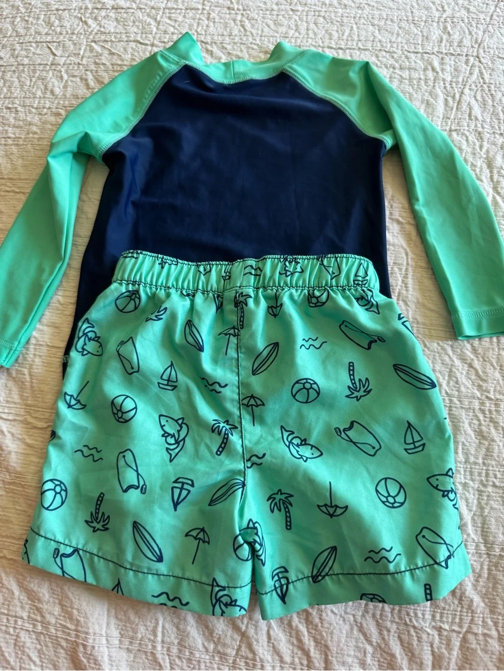 Carter's Navy & Mint Green Kids Swim Set bundle